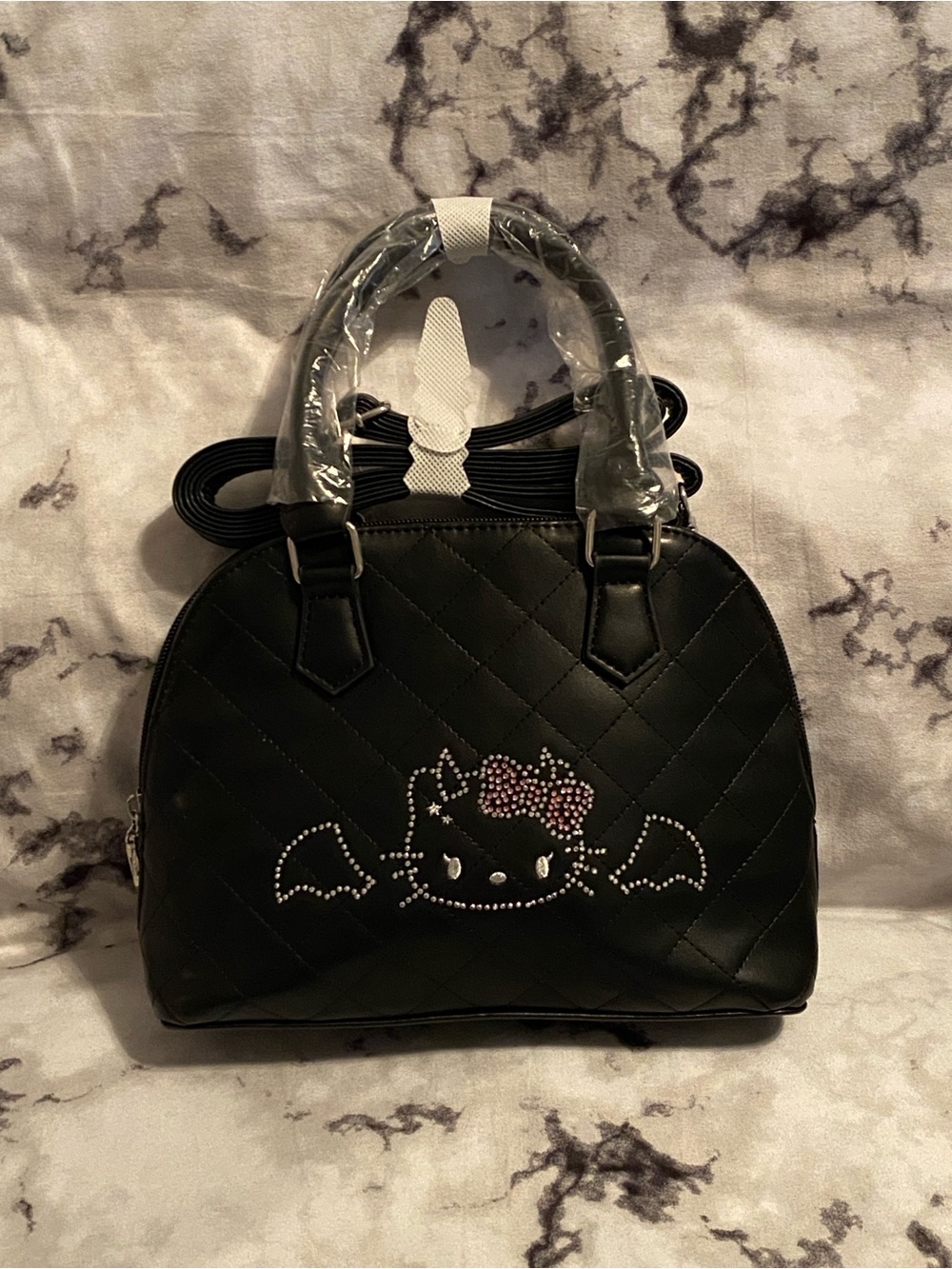 NWT Hello Kitty Devil Rhinestone Quilted Dome Handbag Crossbody Purse